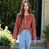 Anna-Kaci Women's Contrast Half Button Henley Down Textured Long Sleeve Sweater - 2 of 4