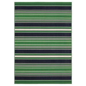 Captiv8e Designs Hilo Preppy Striped Green/Navy Indoor/Outdoor Rug - 1 of 4