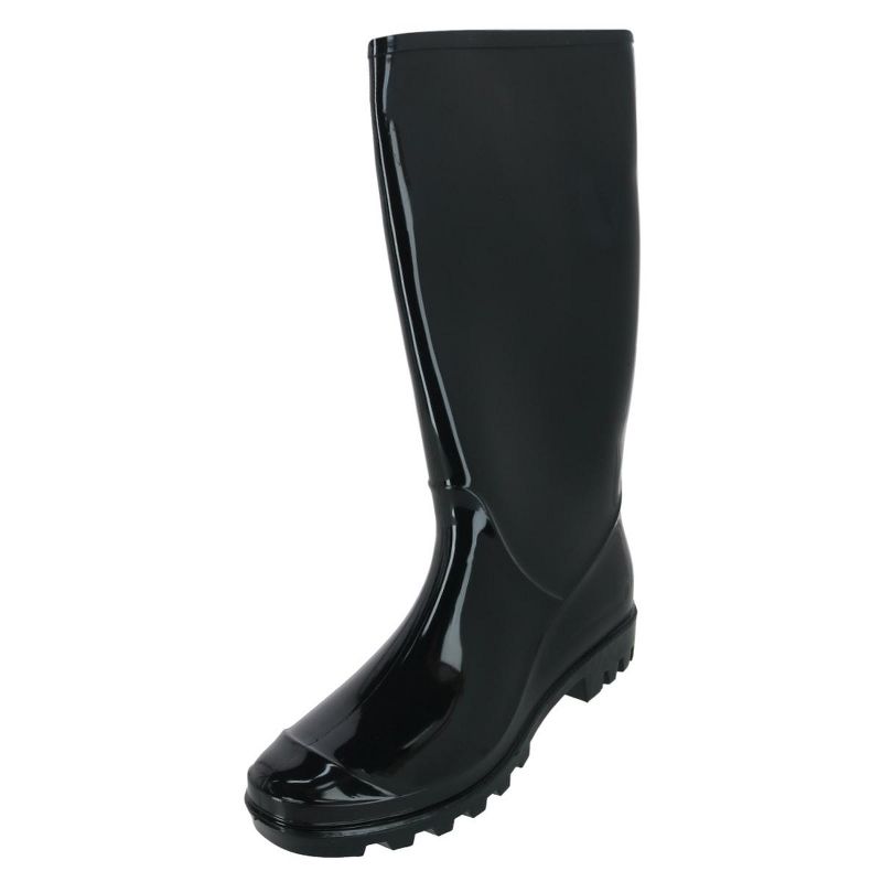 CTM Women's Solid Color Water Resistant Rain Boots, 5, Black