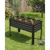 48x24x32" Galvanized Steel Raised Garden Bed with Legs, 400lb Capacity Elevated Planter Box for Patio, Balcony, Brown - 3 of 4