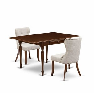 HomeStock 3-Pc Mahogany Finish Solid Wood Top Dining Table Set - 1 of 4