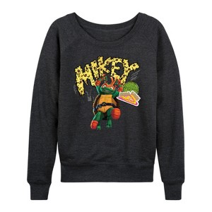 Women's - Teenage Mutant Ninja Turtles - Michelangelo AKA Mikey Lightweight French Terry Wide Neck Long Sleeve Shirt - 1 of 4
