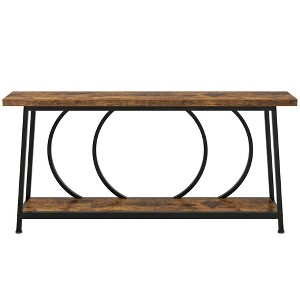 Resenkos Entryway Table, Console Sofa Table,2-Tier Console Table, 70.9" Sofa Entryway Table with Storage Shelves Brown - 1 of 4
