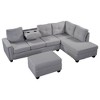 Reversible Sectional Sofa With Storage Ottoman 1100lbs Weight Capacity Rivet Ornament L-Shape Couch Living Room Furniture - 3 of 4