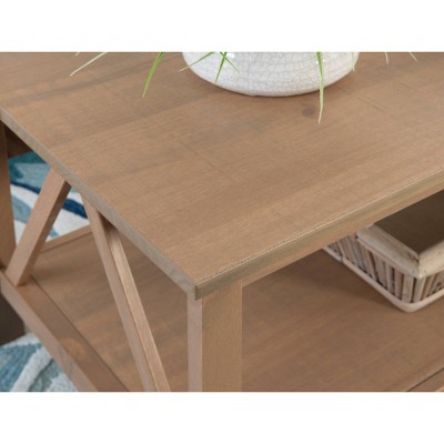 Rustic Driftwood Pine Wood Coffee Table with Storage Shelf
