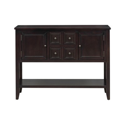 VYNXARIA 59-Inch Espresso Console Tables with Drawers and Bottom Shelf