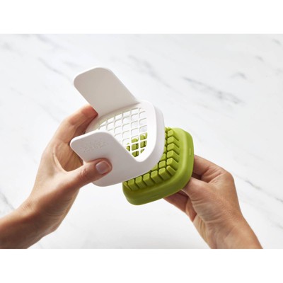 White and Green Box-Shaped Vegetable Chopper with Stainless Steel Blades