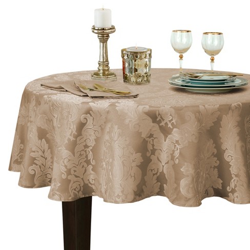 Elrene 60 in. W x 84 in. L OvaL Beige Elegance Plaid Damask Fabric  Tablecloth 21045BGE - The Home Depot