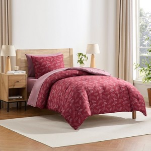 Nestl Bed in a Bag, 7pc Comforter Set Botanical Design, Modern Comforter Sets with Sheets, Bed in a Bag Bed Set - 1 of 4