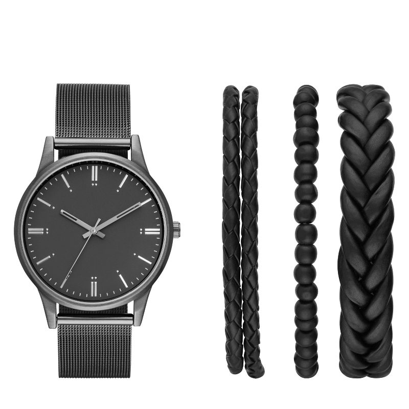 Men's Mesh Strap Watch Set - Goodfellow & Co&#8482; Black, 1 of 4