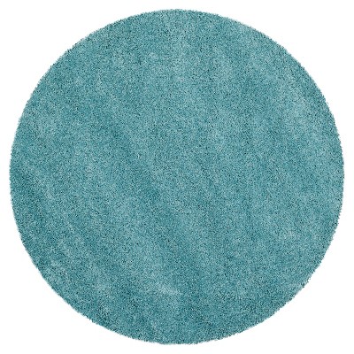 Aqua Blue Solid Shag/Flokati Loomed Round Area Rug - (5'1" Round) - Safavieh