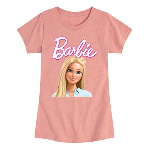 Girls' - Barbie - Doll Head Fitted Short Sleeve Graphic T-Shirt - 1 of 4