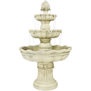 Sunnydaze 51"H Electric Polyresin and Fiberglass 3-Tier Pineapple Top Outdoor Water Fountain - 1 of 4