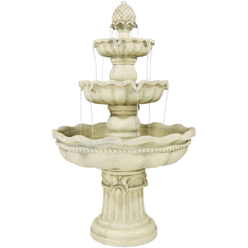 Sunnydaze 51"H Electric Polyresin and Fiberglass 3-Tier Pineapple Top Outdoor Water Fountain, 1 of 14