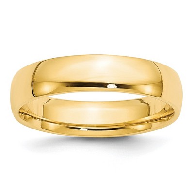 Black Bow Jewelry 2mm to 6mm 14K Yellow Gold Lightweight Domed Comfort Fit Band