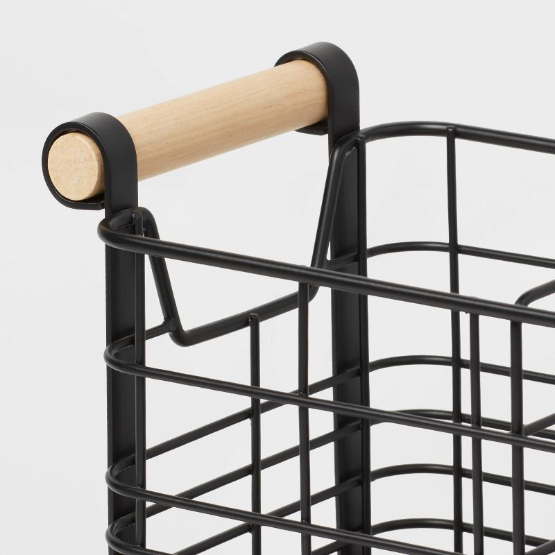 Wire Divided Basket Black with Natural Wood Handles - Brightroom&#8482;, 4 of 5