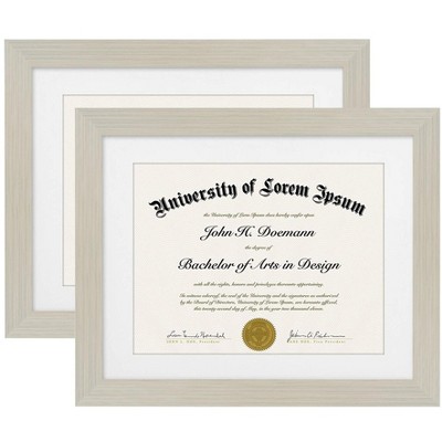Americanflat 11x14 Light Wood Diploma Frame - Displays 8.5x11 Diplomas with Mat or 11x14 Inch Without Mat - Shatter-Resistant Glass. (2 Pack)