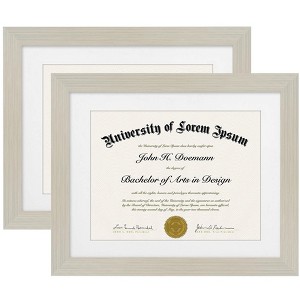 Americanflat 11x14 Light Wood Diploma Frame - Displays 8.5x11 Diplomas with Mat or 11x14 Inch Without Mat - Shatter-Resistant Glass. (2 Pack) - 1 of 4