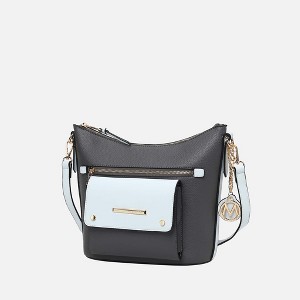 MKF Collection Serenity Color Block Vegan Leather Women’s Crossbody Bag by Mia K  - Charcoal Light Blue - 1 of 4