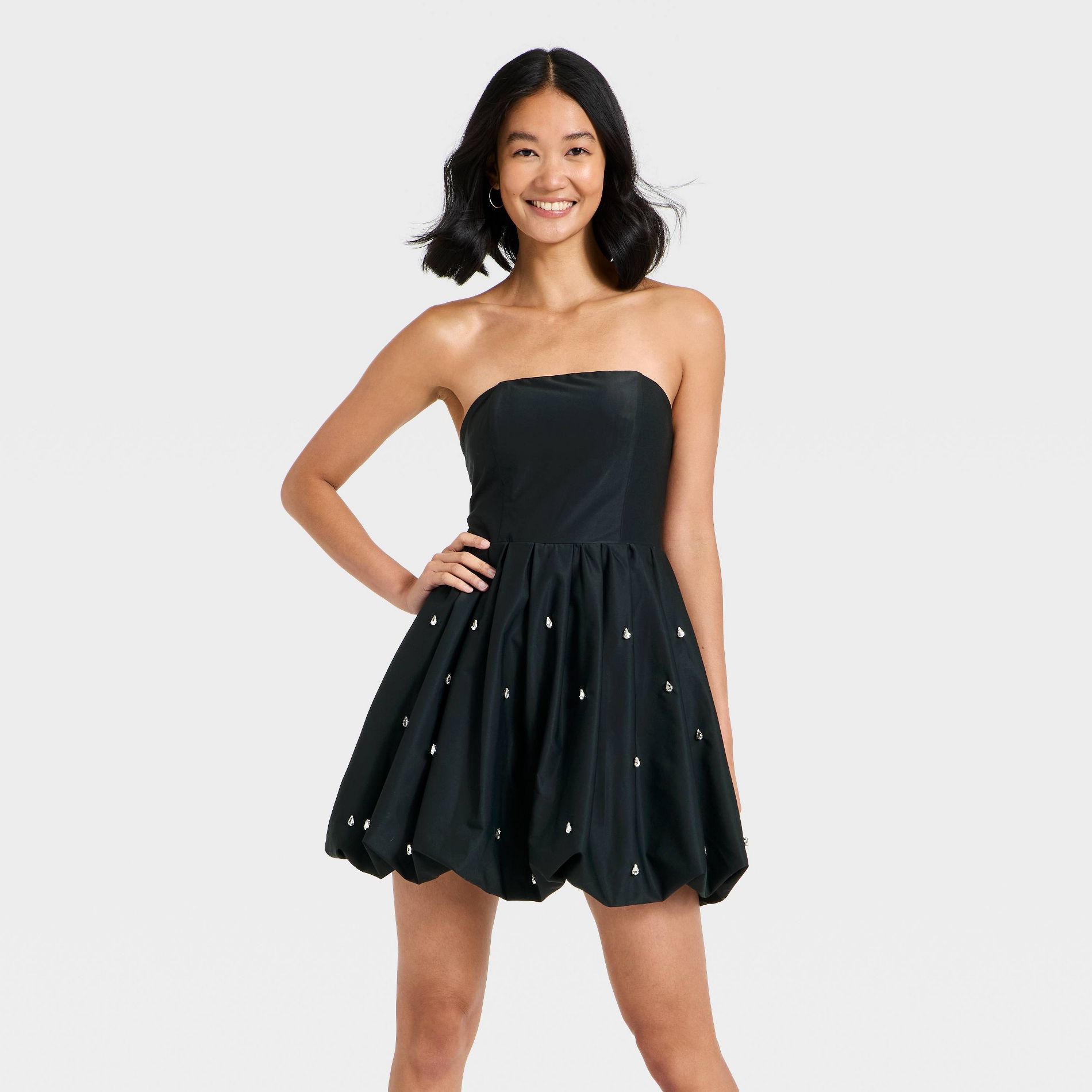 Women's Embellished Bubble Mini Dress - A New Day™ Black
