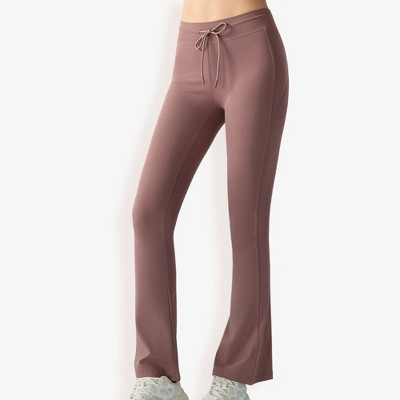 Anna-Kaci Active Women's High Waist Flare Pants with Drawstring Waist and Stretch Fabric