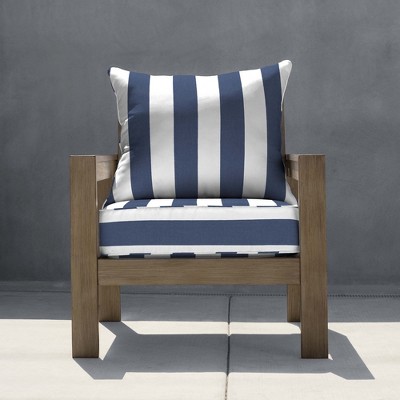 Cabana Stripe Blue & White Outdoor Deep Seating Cushion Set