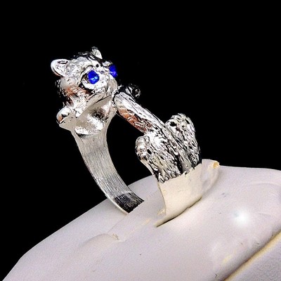 Fluffy Grumpy Cat Wrap Ring for Women Silver Plated Ginger Lyne Collection - image 5