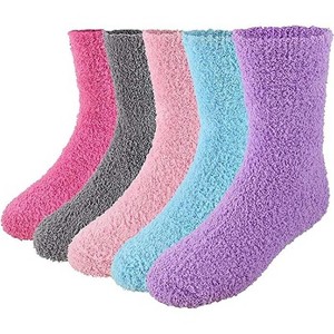 Market & Layne Women's 5 Pair Fuzzy Socks, Adults Super Comfy Socks - 1 of 2