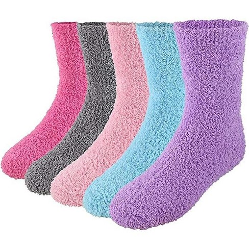 Market & Layne Women's 5 Pair Fuzzy Socks, Adults Super Comfy