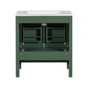 Bathroom vanity set with ceramic sink, modern bathroom cabinet, soft-close doors and drawers, hardwood frame. - 4 of 4