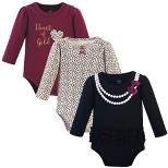 Little Treasure Baby Girl Cotton Long-Sleeve Bodysuits 3pk, Burgundy Heart Of Gold
