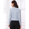 INSPIRE CHIC Women's Tweed Stand Collar Business Open Front Cropped Jacket - 3 of 4