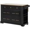 Whisen Kitchen Island with 6 Drawers, Pull - Out Trash, 5 Rolling Wheels, Drop Leaf & Racks - 2 of 4