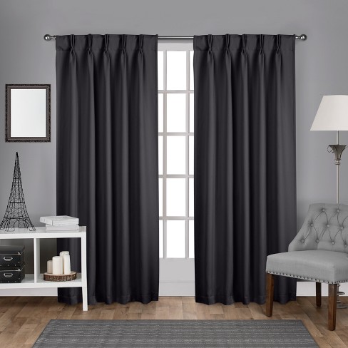 Sateen Pinch Pleat Woven Blackout Back Tab Window Curtain Panel