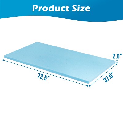 Twin Blue Gel Memory Foam Mattress Topper