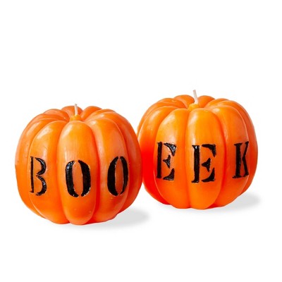 tag Boo Eek Pumpkin Candle S/2