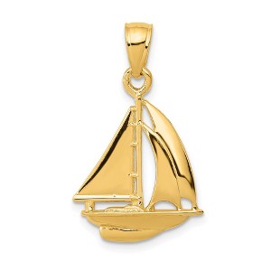 Black Bow Jewelry 14k Yellow Gold Polished Sailboat Pendant, 15mm - 1 of 4