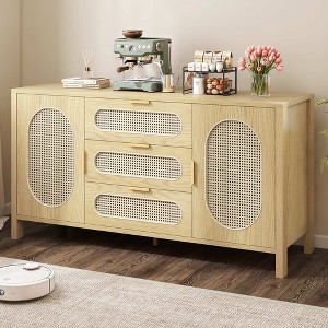 3 Drawers Chest of Drawer Dresser 63inch Cabinet 4 Shelves Storage Enclosure Door - 1 of 4