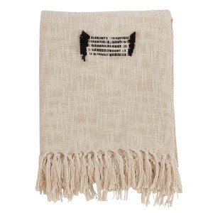 50"x60" Cotton Throw Blanket with Fringed Lines - Saro Lifestyle - 1 of 3