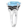 EVERLY JEWELRY | Sterling Silver 7 7/8 ct TGW Octagon-cut Sky Blue Topaz and Black Sapphire Cocktail Ring - 2 of 4