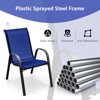 Tangkula Set of 4 Dining Chairs Stackable Armrest Space Saving Garden Patio Navy - 3 of 4