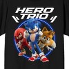 Sonic 3 Movie Hero Trio Men's Black Crew Neck Short Sleeve T-shirt - 2 of 3