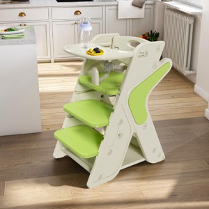INFURNIC Ladders Multi functional Growing Up Dining Chair with Adjustable Height for Home Use, Green, 16.54"*25.2"*31.5" - 1 of 4