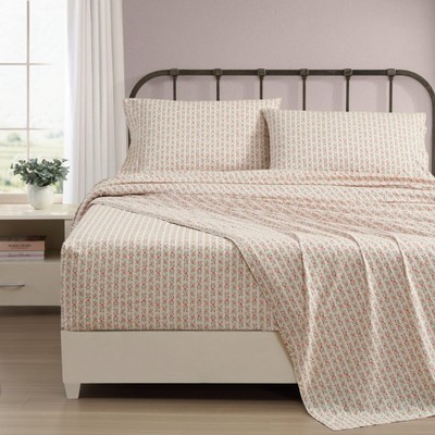 Marta Stripe Pink Cotton Percale Queen Sheet Set