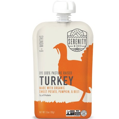 Serenity Kids Pasture Raised Turkey with Organic Sweet Potato Pumpkin & Beet Baby Meals - 3.5oz