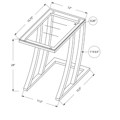 Silver Metal and Glass Z-Shaped Side Table