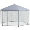 PawHut Chicken Run, Large Chicken Coop for Chickens, Ducks, Rabbits with Cover for Outdoor, Backyard, Silver - 4 of 4