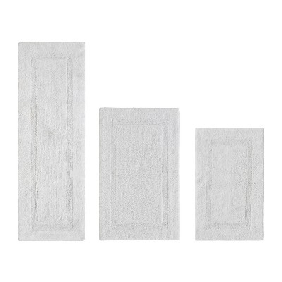 Lux Premium 100% Cotton  Ultra-Soft Tufted Solid Reversible 3 Piece Bath Rug Set, Water-Absorbent, Durable, Machine Washable Bathroom Rug