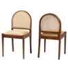 bali & pari 2pc Maryland Natural Rattan and Acacia Wood Dining Chair Set: Bohemian, Foam-Padded, No Assembly Required - 2 of 4