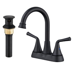 CASAINC 4 in. Centerset Double Handle Bathroom Sink Faucet with 360° Swivel Spout, Stainless Steel Pop-up Drain in Brushed Gold - 1 of 1